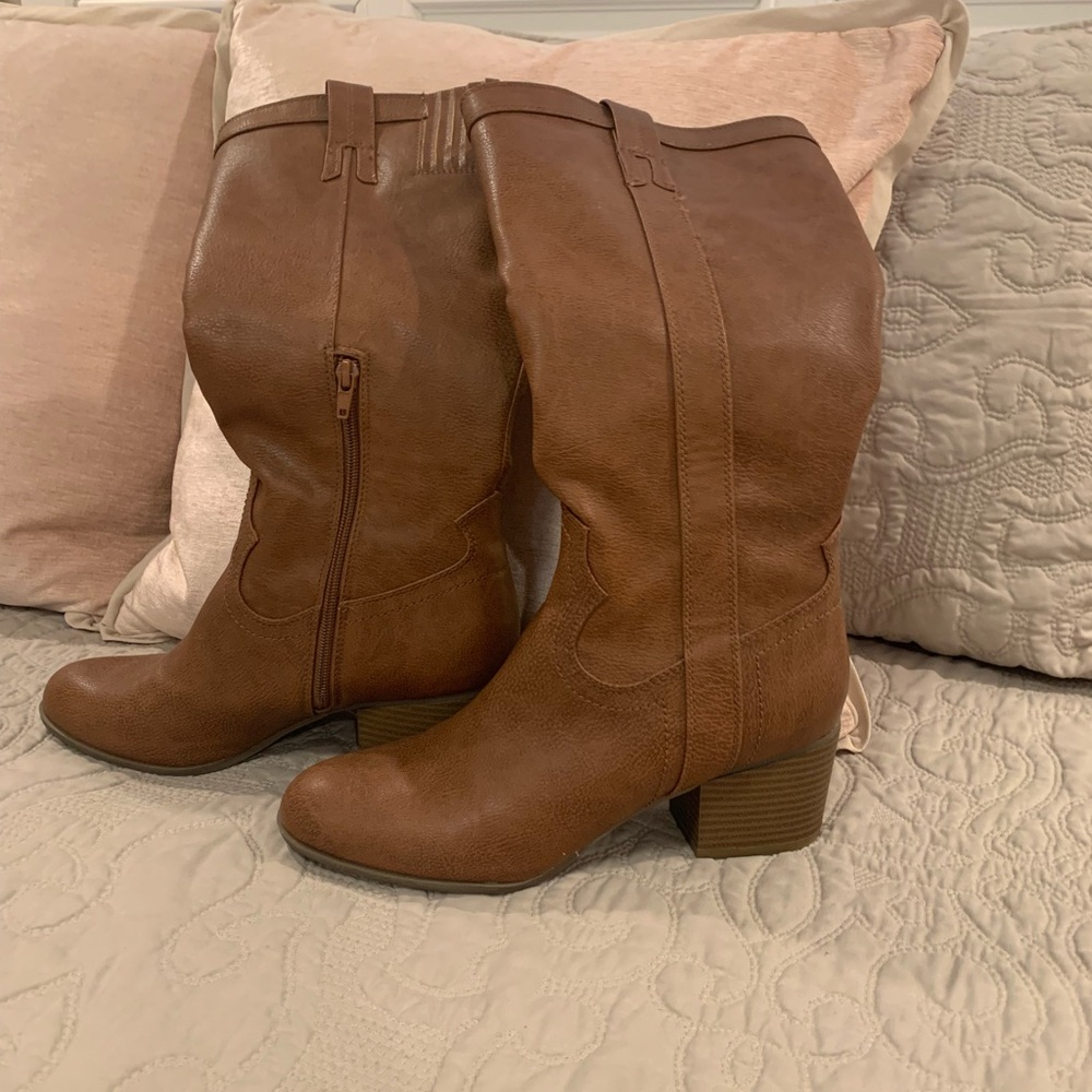 Indigo wide calf boots